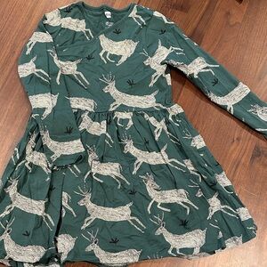 Tea Collection Forest Green Deer Pattern Dress